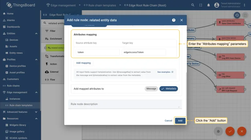Related entity data node — attributes mapping configuration