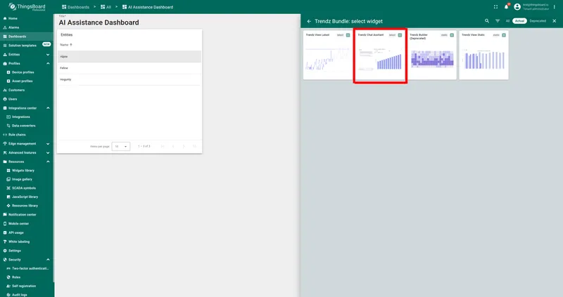 Select Advanced analytics Chat Assistant