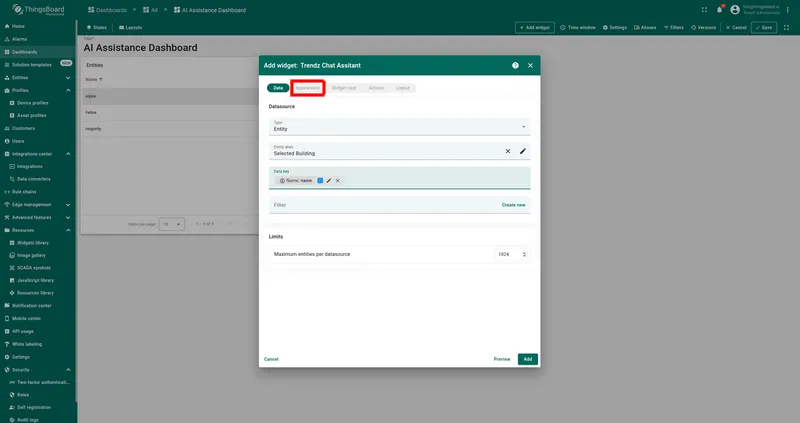 Set entity alias and data key