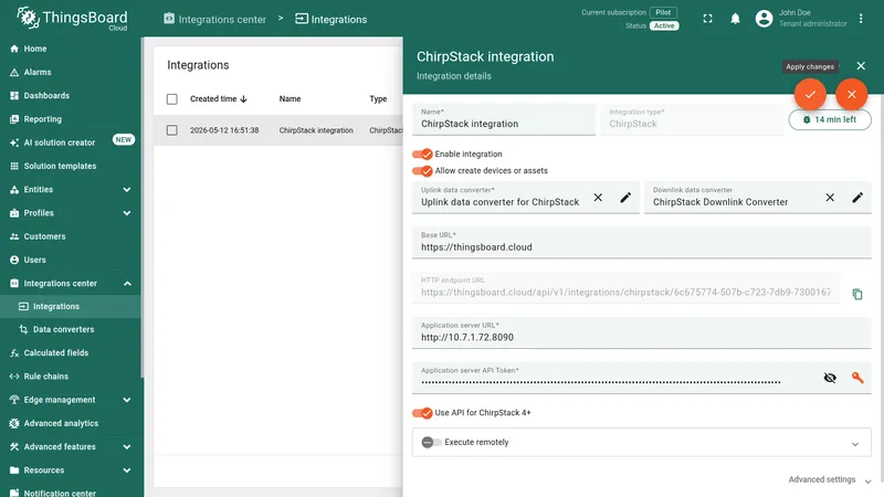 Save ChirpStack integration changes