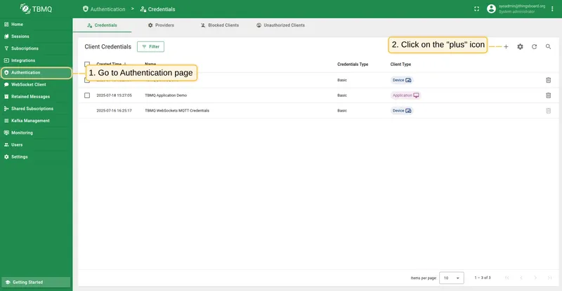Go to Authentication → Credentials and click Add