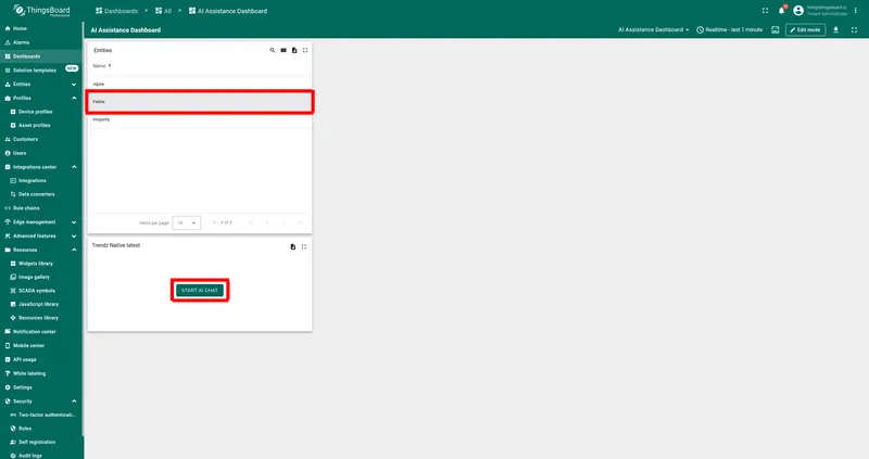 Select an asset and click START AI CHAT