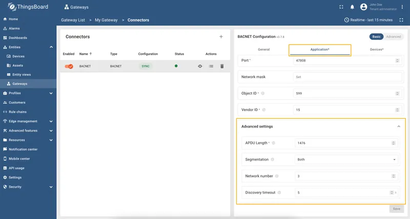 Advanced application settings