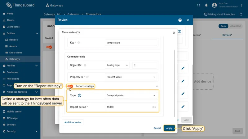 Per-key report strategy settings