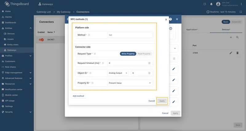 Configure the RPC method