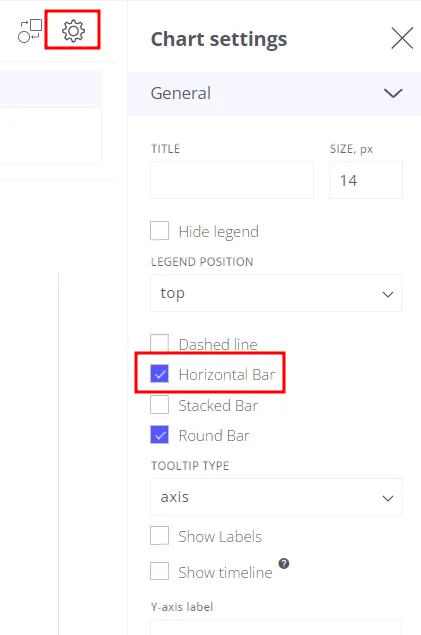 View Settings panel showing the Horizontal Bar toggle