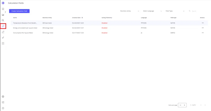Calculation field in the Calculation folder