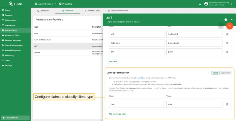 Configure JWT dynamic client type classification