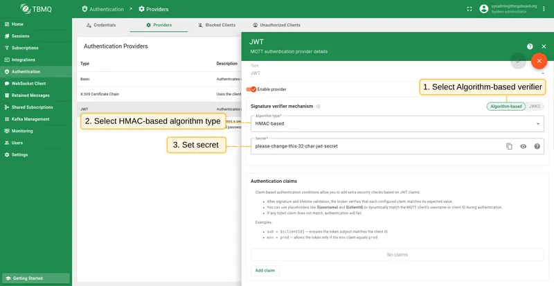 Configure HMAC-based signature verifier