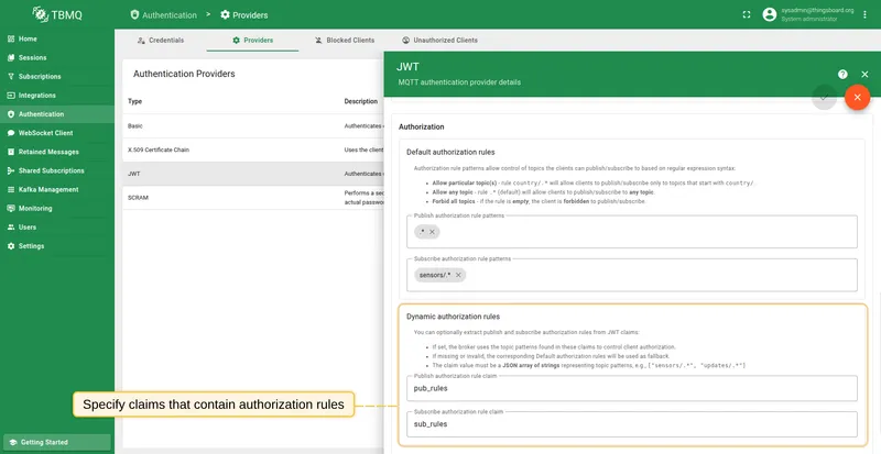 Configure JWT default and dynamic authorization rules