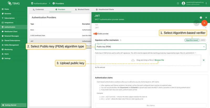 Configure PEM-based signature verifier