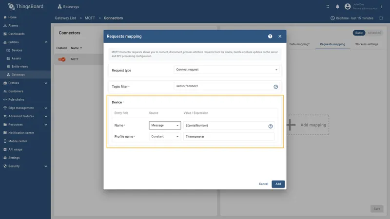 Configure Name from Message and Profile name as Constant