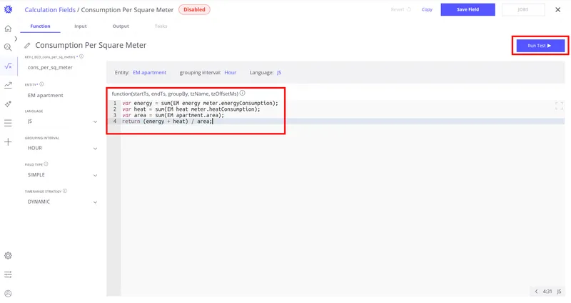 Paste code and run test