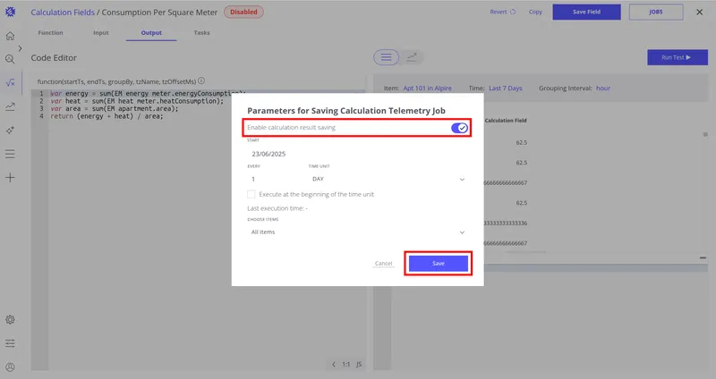 Enable result saving