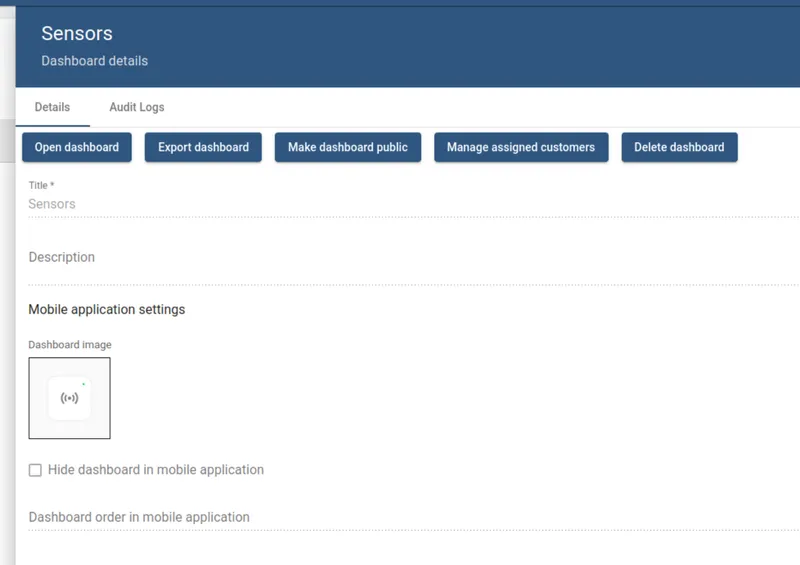 Dashboard details edit form