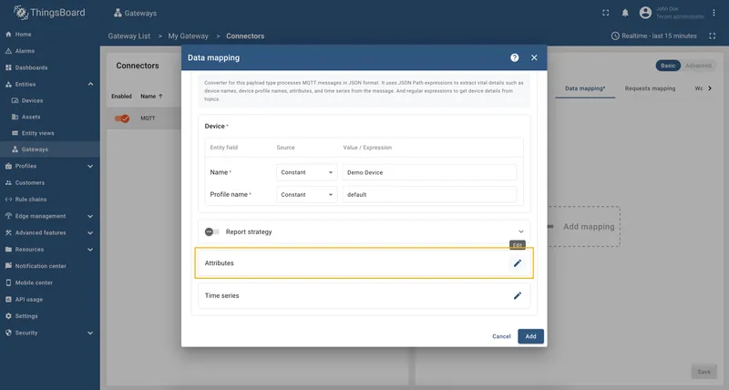 Click pencil icon in Attributes subsection