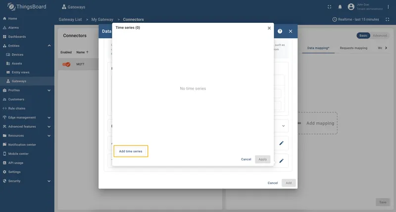 Click Add time series button