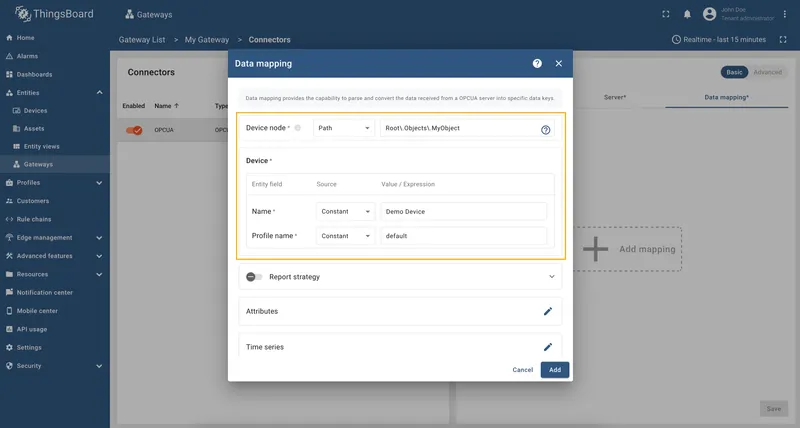 Fill in device node and device info fields