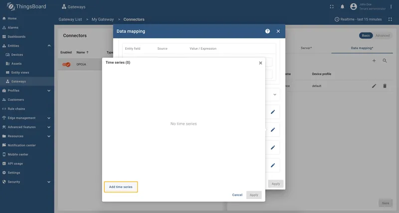 Click Add time series button