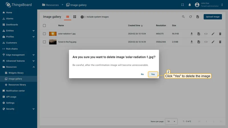 Confirm deletion