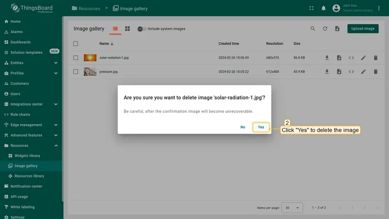 Confirm deletion