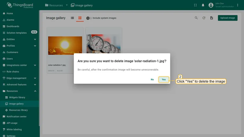 Confirm deletion