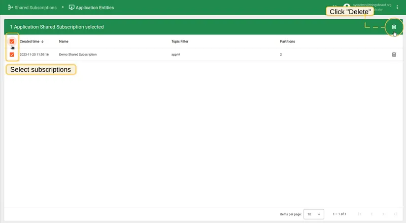 Select multiple subscriptions and click Delete in the top right corner
