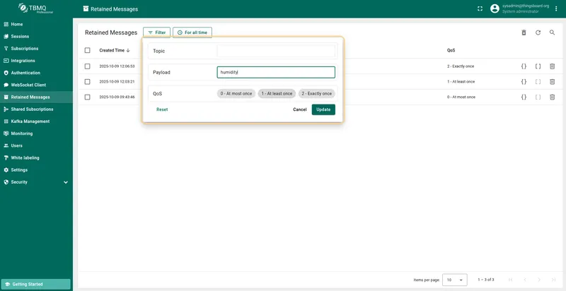 You can use the advanced filter feature to find the retained messages.