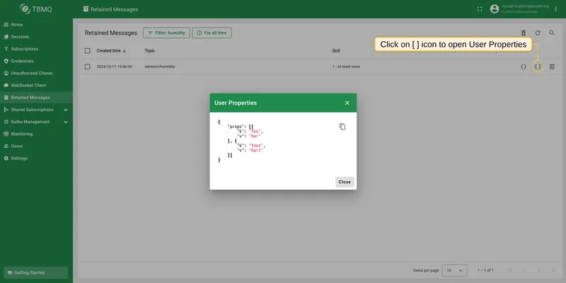 Click on the button User Properties, represented by icon brackets