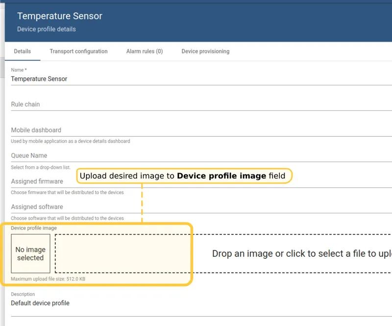 Open Device profiles menu