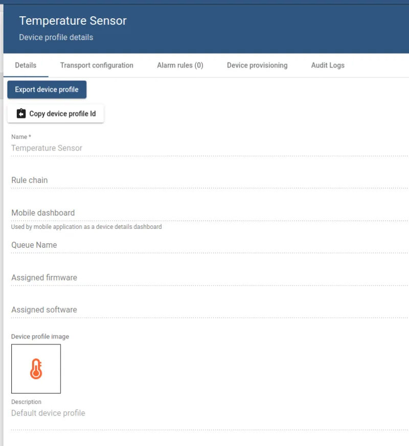 Device profile details edit form