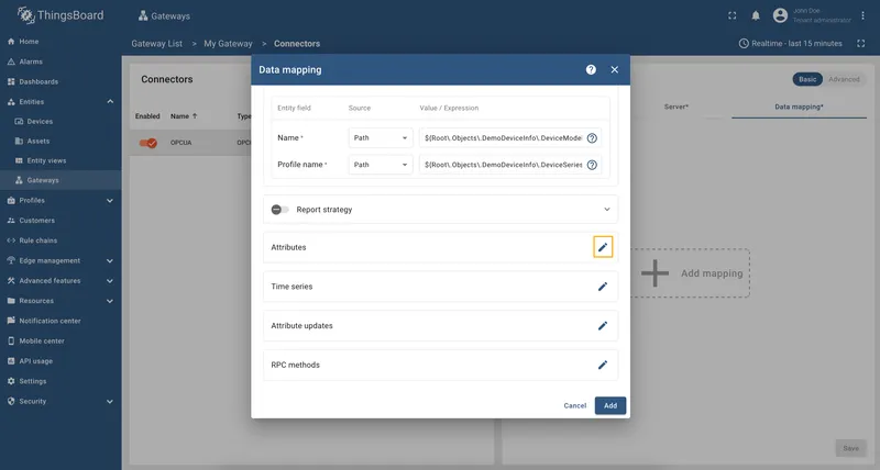 Click on the pencil icon next to the Attributes section
