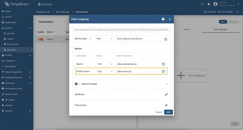 Enter relative path for device profile