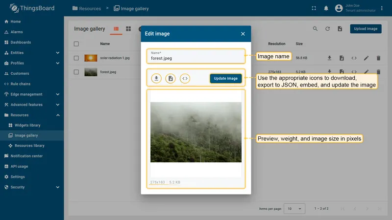 Edit image window