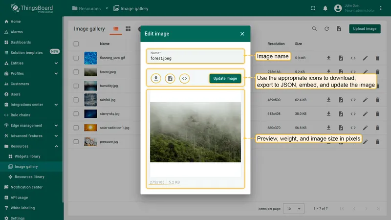 Edit image window