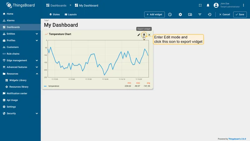 Export widget