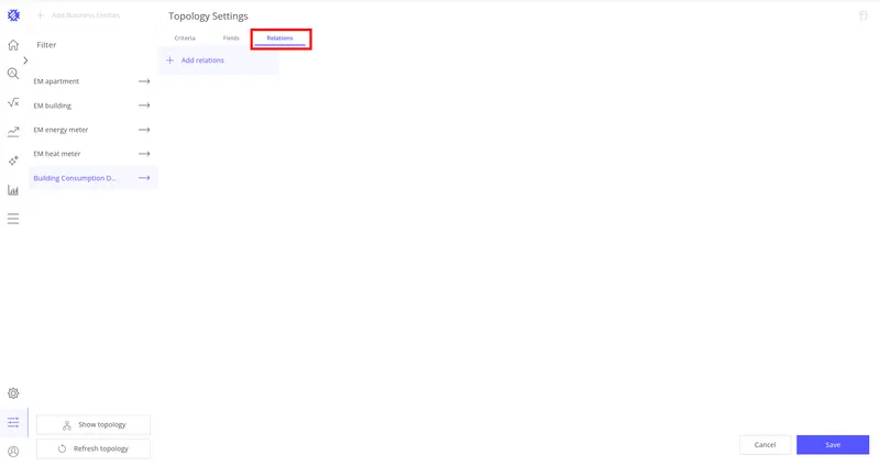 Go to Relations tab and click Add relation