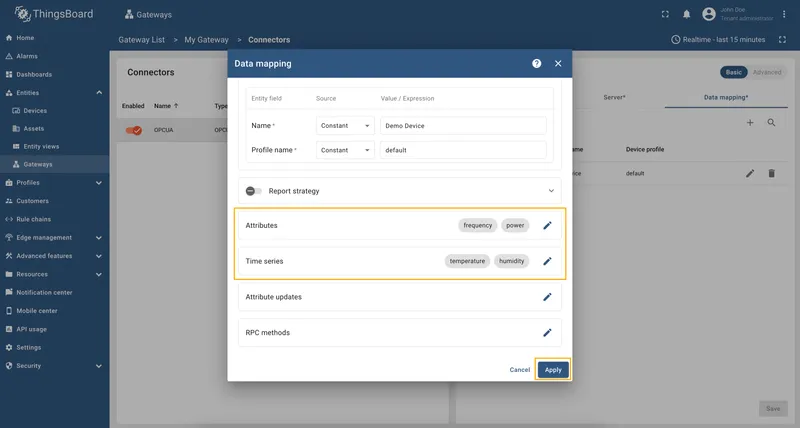 Final connector configuration, click Add button