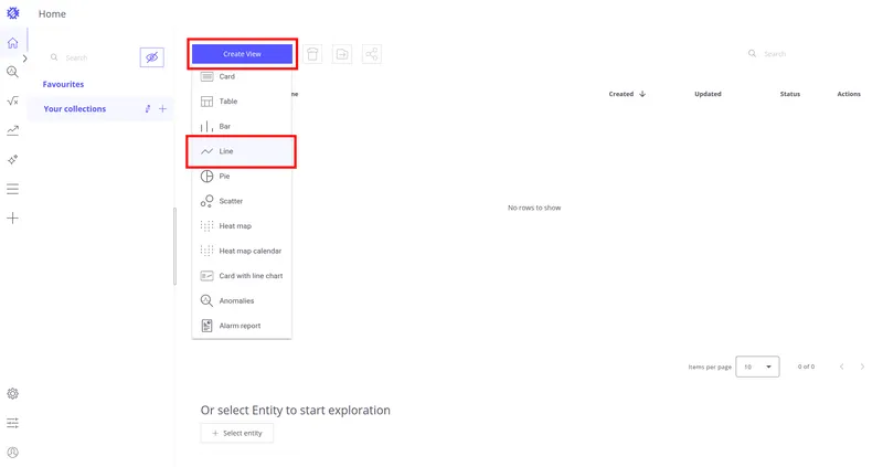 Create view — select Line