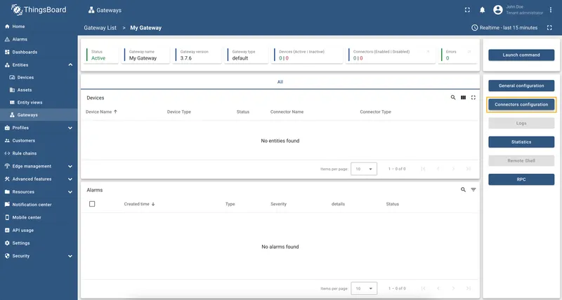 Click Connectors configuration button