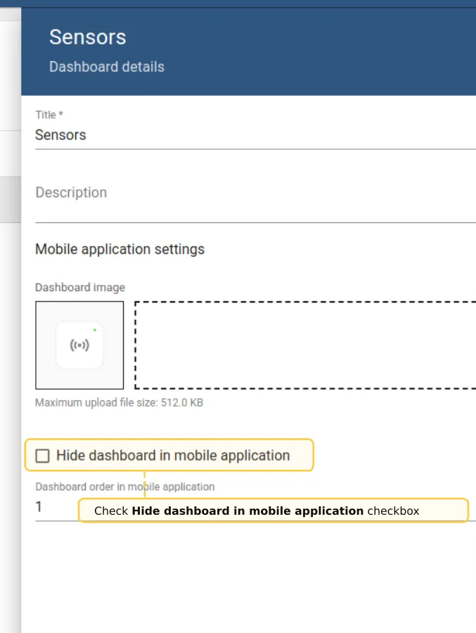 Open Dashboards menu