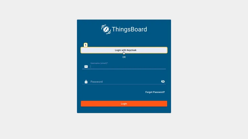 ThingsBoard login page with Keycloak button