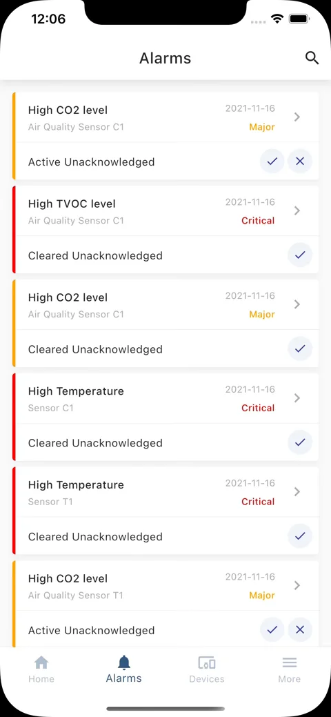 Simple and convenient alarms management