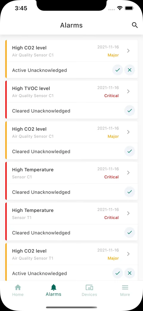 Simple and convenient alarms management