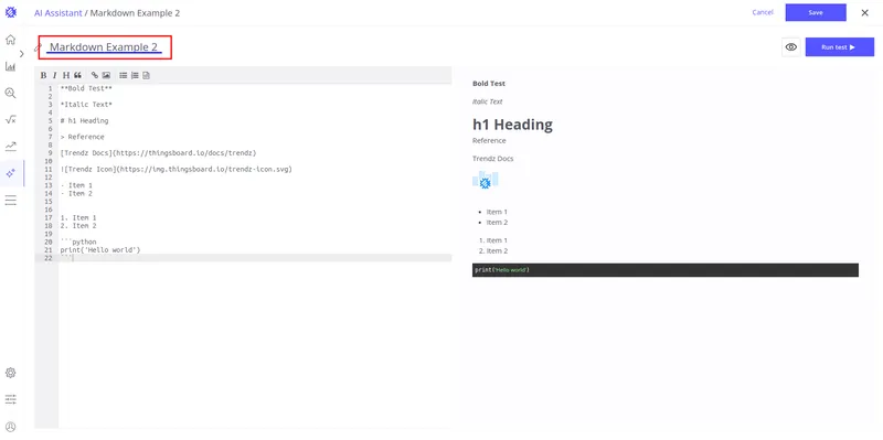 Editable name field