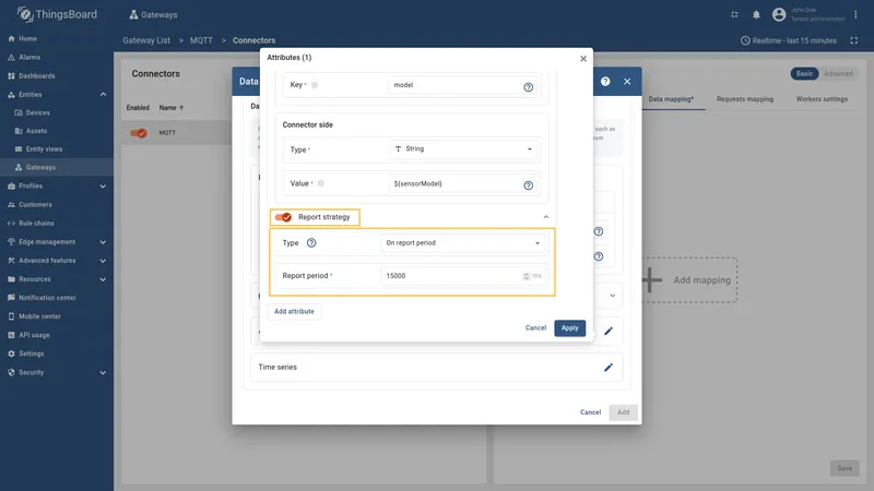 Report strategy per attribute or time series