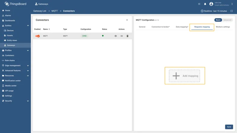 Click Add mapping under Requests mapping