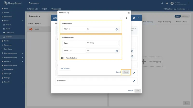 Enter Key, Type and Value for attribute