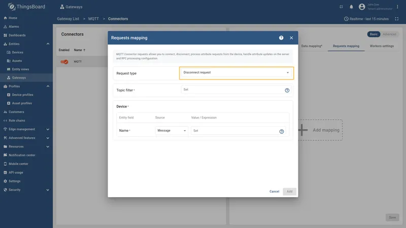 Configure Disconnect request fields