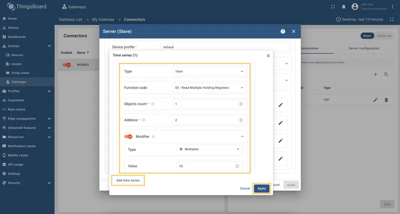 Click on the Add attribute or Add telemetry button